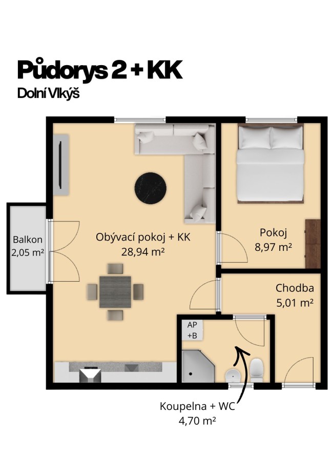 Byty 2+kk s balkonem (foto 1)